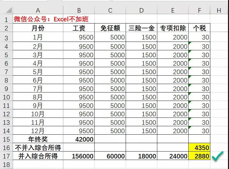EXCEL新个税下工资+年终奖这样算最省税~